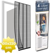 Bol.com Delight - Vliegengordijn voor Deur - Hordeuren - 4 Laags Lamellenhor - Hordeur Zwart - Zelfklevend - Deurhor met Lamelle... aanbieding