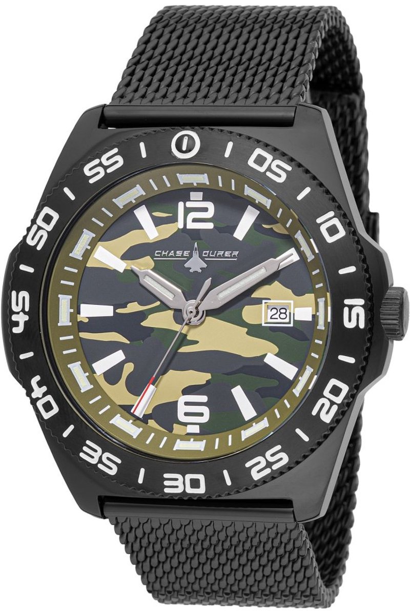 Chase Durer CDW-0182 Heren Horloge - Waterdicht - Analoog - Quartz Uurwerk - Roestvrij Staal met groene Wijzerplaat - 45mm