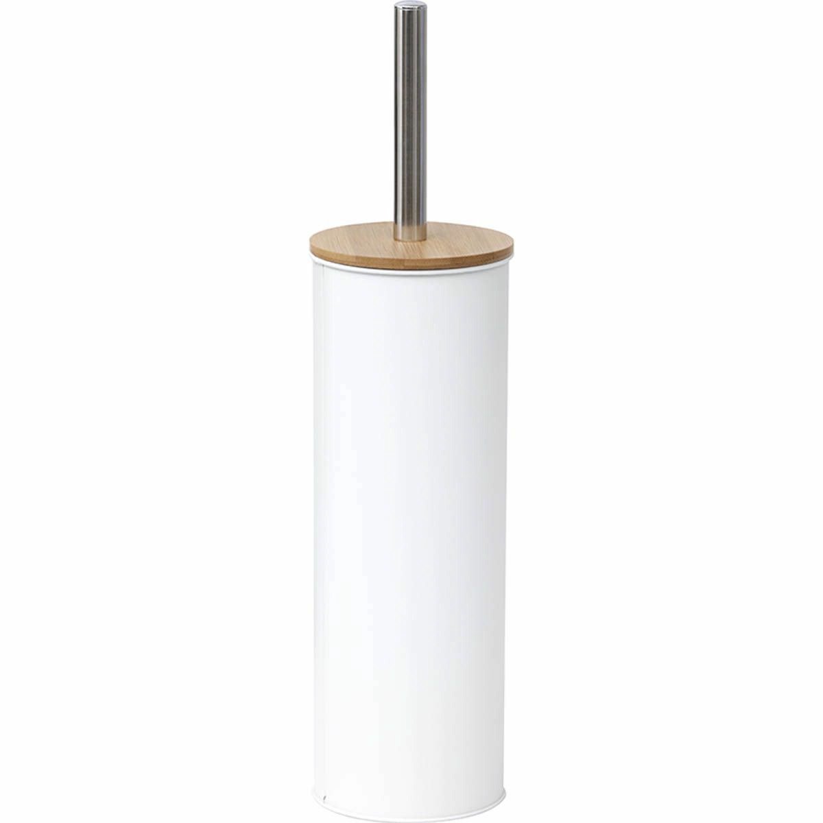 Tendance Toilet/badkamer toiletborstel met houder - Bamboo Vibe - wit - D10 x H40 cm