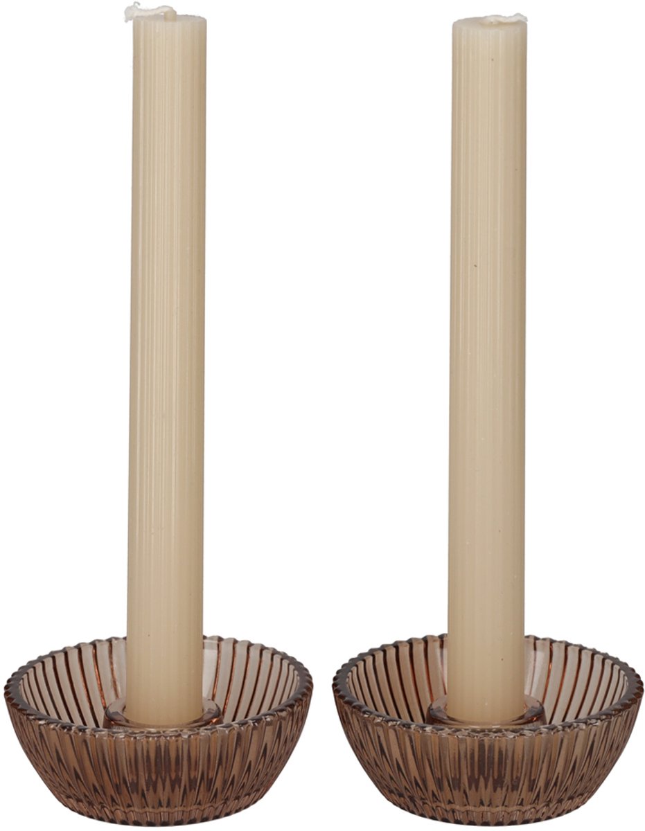 JENS Living Giftset Kandelaar + Kaars Bruin /2