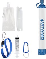 VITAMO™ Original Personal Water Filter Straw - Complete set - Waterfilter Survival & Outdoor - Noodpakket voor Thuis - Waterzuiveringsapparaat - Filtert 1800L - Tot wel 450ml/ minuut - Waterzuivering - BPA-vrij - Overlevingspakket - Wit
