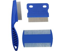 Knaak Luizenkam 3-delige set - Vlooienkam - Dieren - Blauw - RVS - Kattenkam - Hondenkam