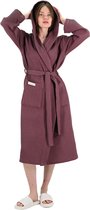 Linden&Green - Badjas de Sauna unisexe - Badjas 100% Katoen - S - Violet - Katoen gaufré - Badjas femme - Peignoir à capuche femme - Badjas femme et homme - S