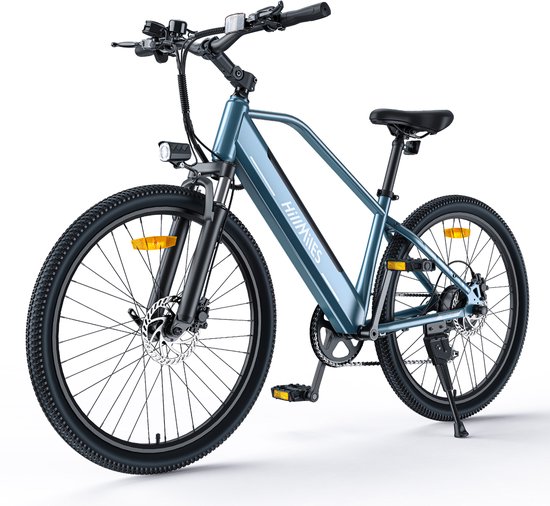 Hillmiles MileTrail 1 Elektrische fiets - Actieradius 80km - Verwijderbare batterij 36V13Ah - Motor 250W - Shimano 7 versnellingen - Hydraulische schijfrem - 26 Inch City Commuter EBike - blauw