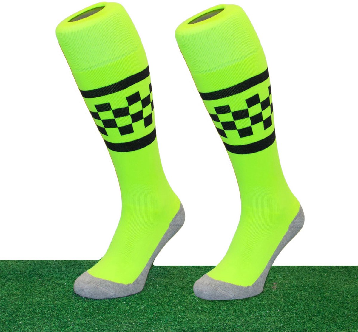 Hingly - Checker - gele - Lange sportsokken - Hockeysokken - Voetbalsokken - Maat 36-40
