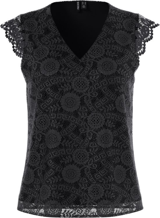 PIECES PCOLLINE SL LACE V-NECK TOP WVN NOOS Dames Tanktop - Black