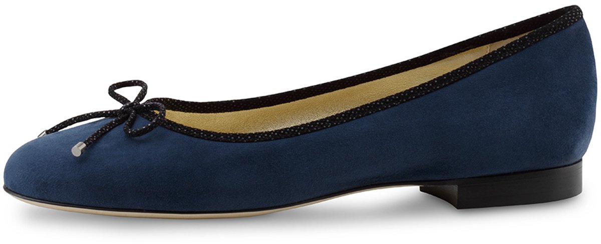 Werner Ken Dana Dames Ballerina's Donkerblauw Suède – Ballerina Schoenen – Instappers – Echt Leer - Flatjes - Werner Kern Ballerinas - Donkerblauw - 41.5