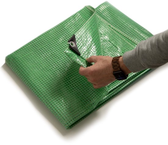 G.F. afdekzeil Top Line 260g/m², Wit, 1,5m x 6m = 9m² keuze uit 23 verschillende maten in groen en wit! zeildoek met oogjes, uv-bestendige stof, Dekzeil met bevestigingsringen, afdekhoes