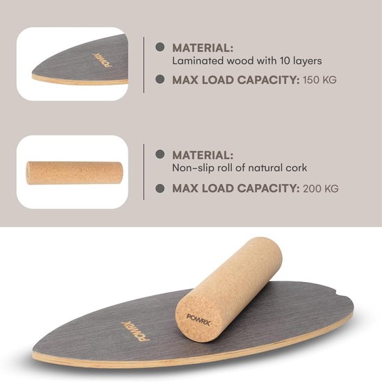 POWRX Surf Balance Board Holz/Balance Skateboard inkl. Rolle für 48,99 POWRX Surf Balance Board Holz/Balance Skateboard inkl. Rolle für 48,99