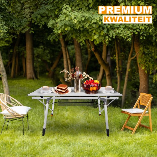 Oprolbare Kampeertafel - Aluminium Inklapbare Picknicktafel - Outdoor & Tuinmeubelen - Verstelbare Poten - 90x53x45/68 cm van Merkloos — afbeelding 2