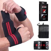 ZEUZ 2 Pièces Bande de Poignet pour Fitness & CrossFit - Wrist wraps – Entraînement en Force – Attelle de Poignet – Rouge & Noir