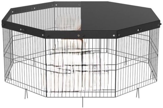PawHut Hondenpark, hondenhok met 8 panelen, modulair en opvouwbaar, draagbaar hok van metaal 76H cm met deur, omheining voor katten, pups en kleine dieren, binnen en buiten, zwart PawHut Hondenpark, hondenhok met 8 panelen, modulair en opvouwbaar, draagbaar hok van metaal 76H cm met deur, omheining voor katten, pups en kleine dieren, binnen en buiten, zwart