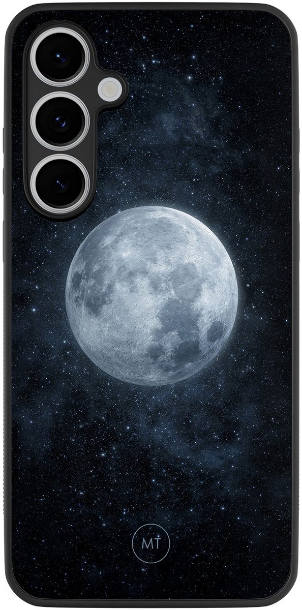 Hoesje geschikt voor Samsung Galaxy S24 FE - Maan - TPU Hard Case Backcover - Blauw - Mooie Telefoonhoesjes