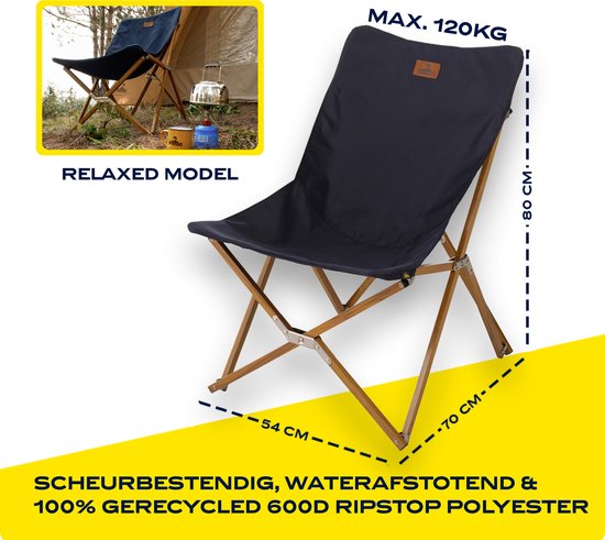 NOMAD® 2x Lounge Campingstoel Mando (set) | Donkerblauw | Comfortabel lounge model | Sterk Frame — afbeelding 3