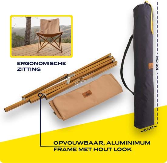 NOMAD® 2x Lounge Campingstoel Mando (set) - Beige - Comfortabel lounge model - Sterk Frame — afbeelding 2
