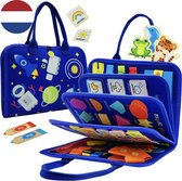 MontiPlay® Montessori Speelgoed - Sensorisch Speelgoed - Activiteitenbord - Busy Board - Montessori activiteitenboek voor thuis - Educatief - Sensomotorisch Speelgoed - Blauw