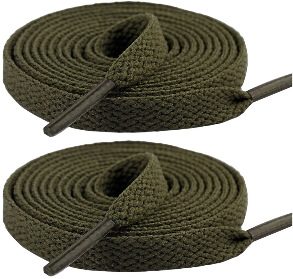 Fako Fashion - Schoenveters - Veters - Plat - 8mm - 120cm - 1 Paar - 2 Stuks - Army Groen