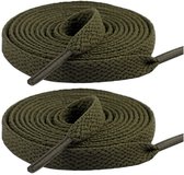 Fako Fashion - Schoenveters - Veters - Plat - 8mm - 120cm - 1 Paar - 2 Stuks - Army Groen