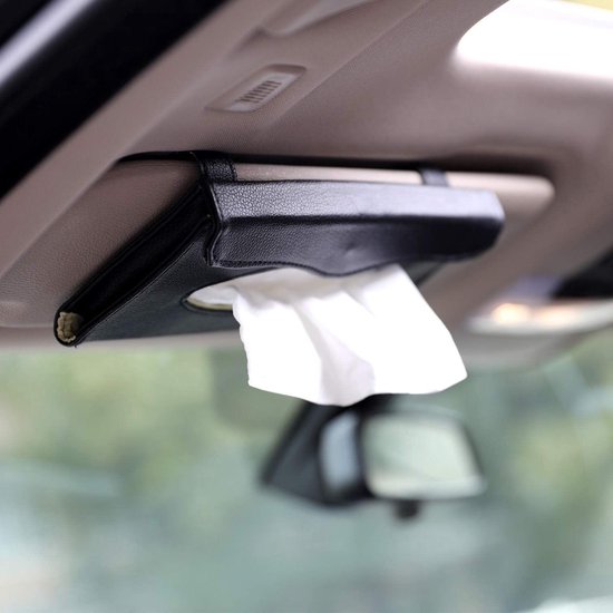 Auto Tissue Holder, Sun Klep Servet Houder, Auto Vizier Tissue Houder Pu Lederen Achterbank Tissue Case Houder Voor Auto Voertuig Zwart