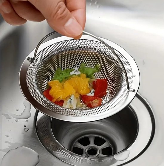 Crépine d'évier ronde en acier inoxydable avec poignée | Bouchon d'évier | Bouchon de vidange | Filtre de vidange | Filtre à mailles Cuisine | Évier de salle de bain