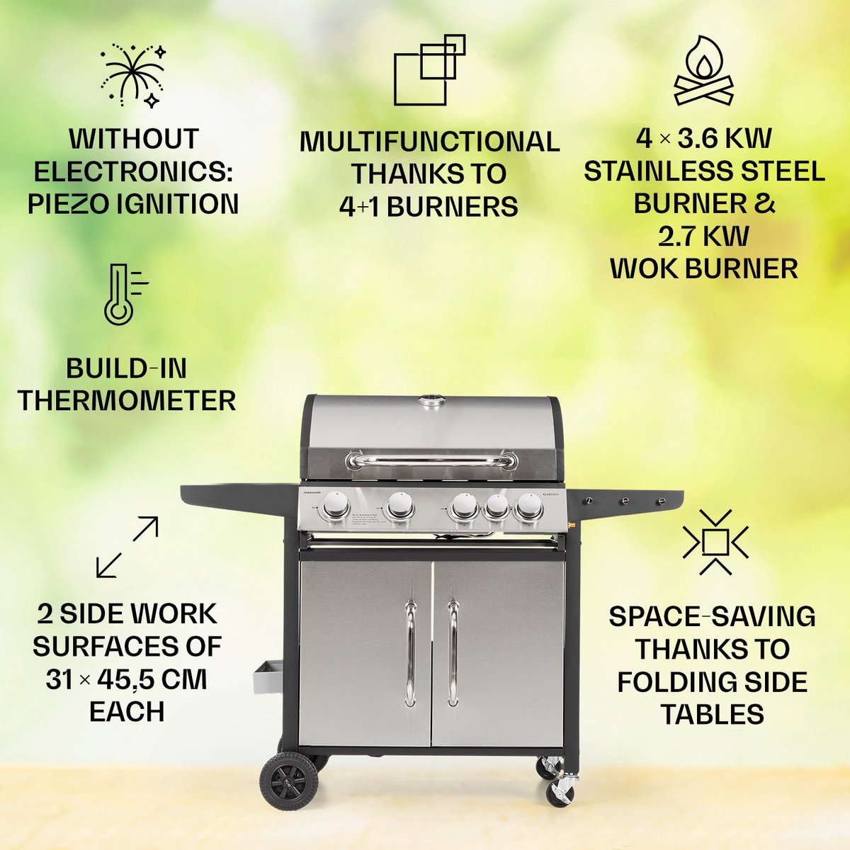 Klarstein Gasbarbecue Met Groot Grilloppervlak, Gasbarbecue - afbeelding 3