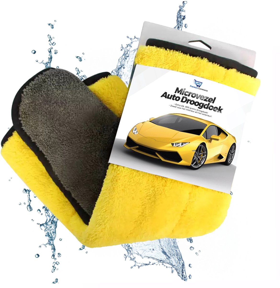 Goedkoopste Premium Commerce® - Droogdoek Badkamer - Auto - Microvezel Raamdoek - Ramen - 45 x 38 cm - Geel - Extra dik!