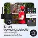 Zwarte Protectly beveiligingscamera met smart bewegingsdetectie. Ontvang meldingen op je telefoon.