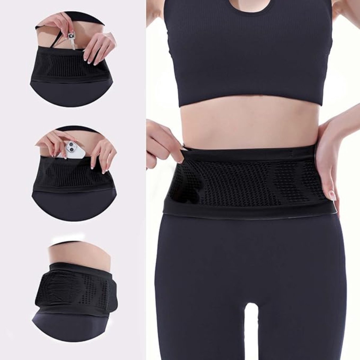 Solfit - Hardloop Heupband - Hardloopriem - Hardloop Heuptas - Sport Heuptas - Running Belt - Maat S/M - Zwart - AIRBELTO