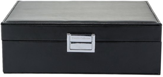 Collection Emilie - boîte de rangement - noire - boîte de rangement de luxe pour bijoux et accessoires - taille moyenne