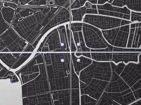 Plan de la ville de Leyde IXXI, Art in Map - 80 x 100 cm - Support de suspension gratuit - Grande décoration murale et affiches - Art Line , minimaliste, géométrique