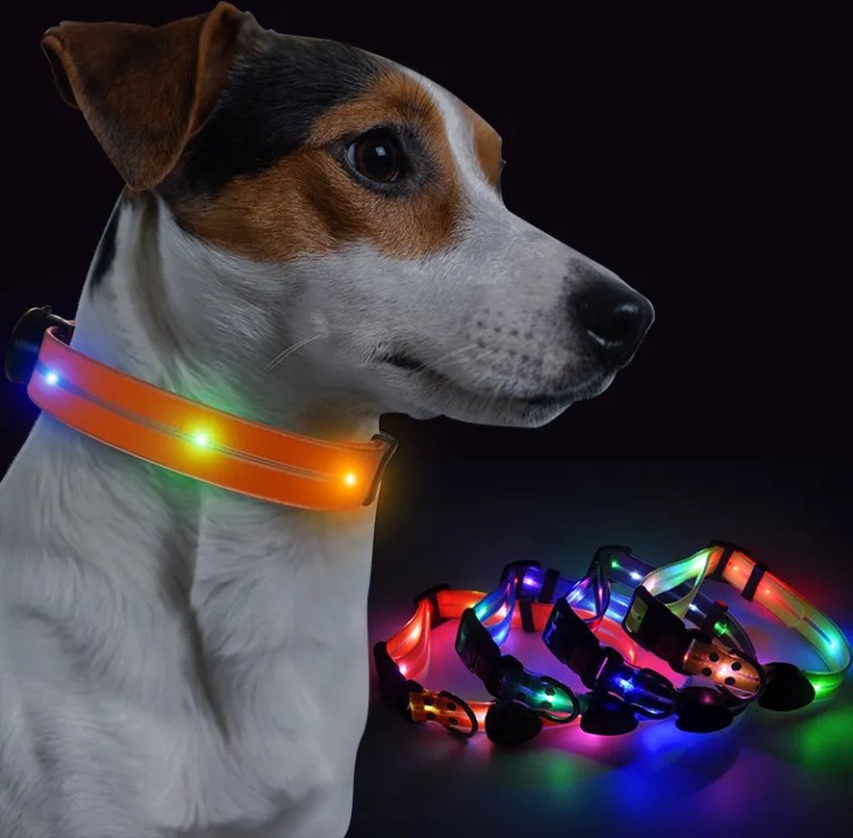 EYZ Led hondenhalsband - Oplaadbare waterdichte LED verlichte verstelbare Lichthalsband - verstelbare en weerbestendige Lichthalsband voor buitenlopen _Oranje_M_40-65cm