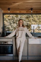 Set pantalon de jogging et sweat-shirt pour femme -Homesuit Homebody- Katoen de Premium -Beige-Taille M