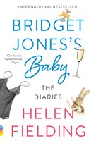 Boekomslag van 'Bridget Jones's Baby The Diaries' met teksten en afbeeldingen van een champagneglas, een knuffel en lingerie.