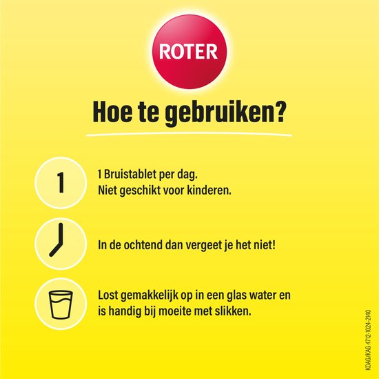 Roter Vitamine C 1000mg bruis - Hoge dosering vitamine C ter ondersteuning van je weerstand - 40 bruistabletten met citroensmaak