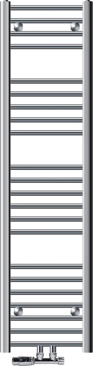 Badkamer radiator middenaansluiting 300x1400 mm chroom recht met wandaansluitset LuxeBath