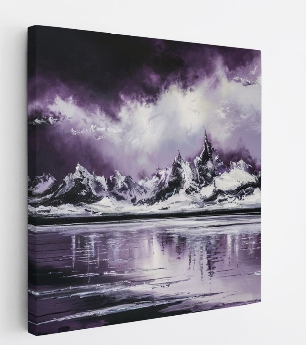 Saammp Canvas Schilderij - Paars minimalistisch - Abstract - 100x100 - Foto op canvas - Wanddecoratie - Muurdecoratie Woonkamer - Slaapkamer decoratie - Canvas Print Multicolor