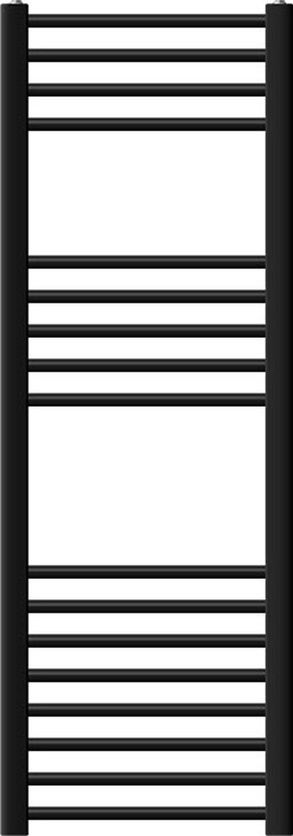 Badkamerradiator Sahara 400x1200 mm zwart mat recht met zijaansluiting LuxeBath