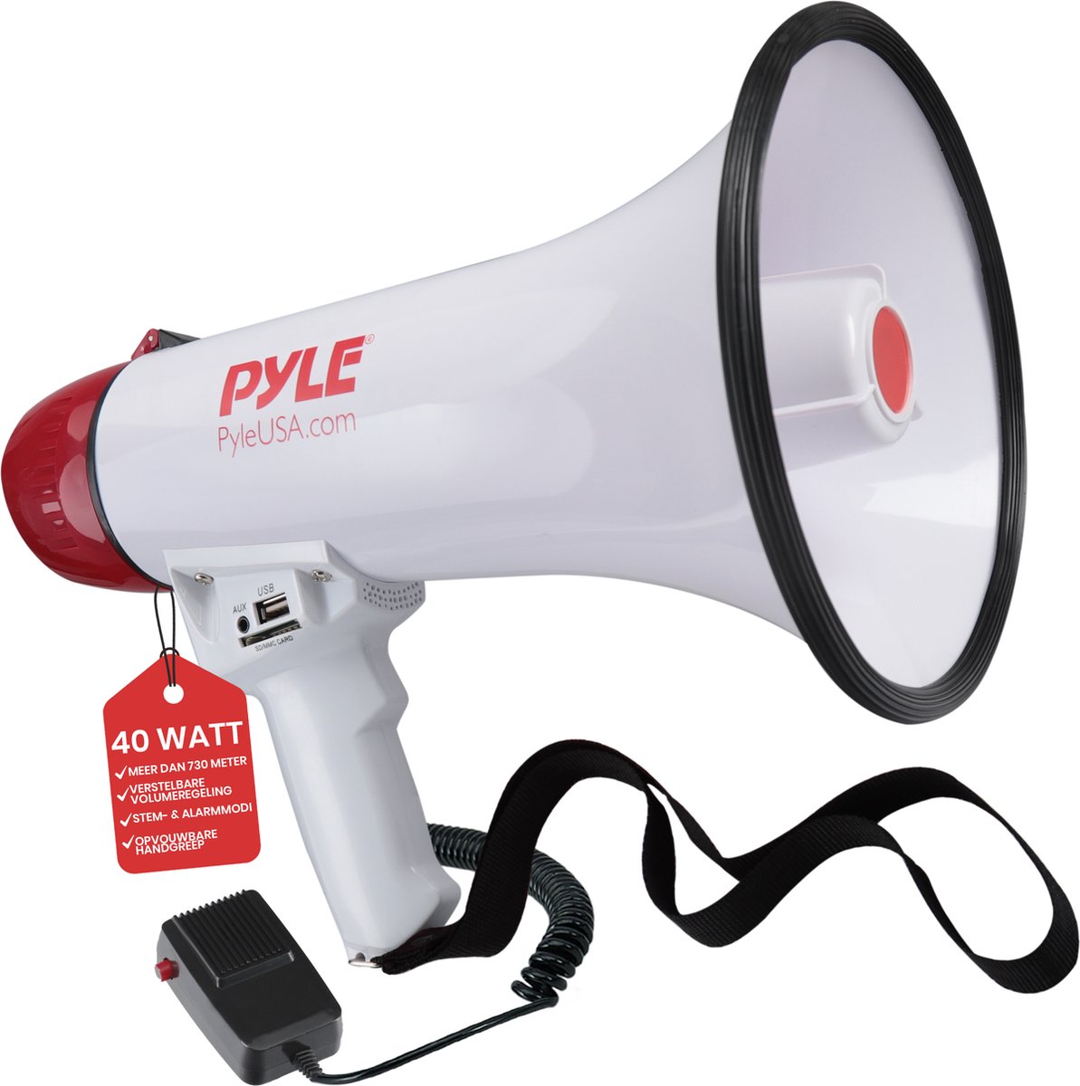 Pyle Megafoon Luidspreker - PA Bullhorn met Ingebouwde Sirene - Luidsprekerhoorn- Draagbare Luidspreker - voor Voetbal, Hockey, Basketbal, Cheerleading, Coaches of Veiligheidsoefeningen
