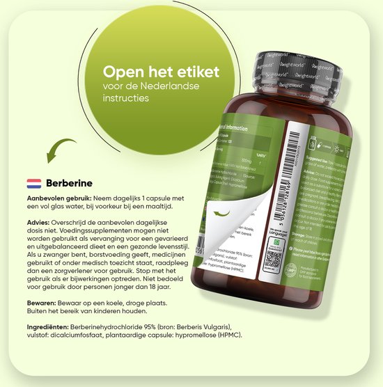 Capsules WeightWorld Berbérine 500 mg - Épine-vinette - 120 capsules pour 4 mois - 95 % HCL Supplément de berbérine