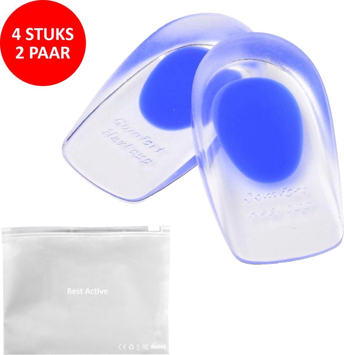 Best Active - Hielspoor Zooltjes - Hielbeschermers - Inlegzolen - Hielspoor - 4 Stuks voor Maat 41-46 (2 Paar) - Blauw