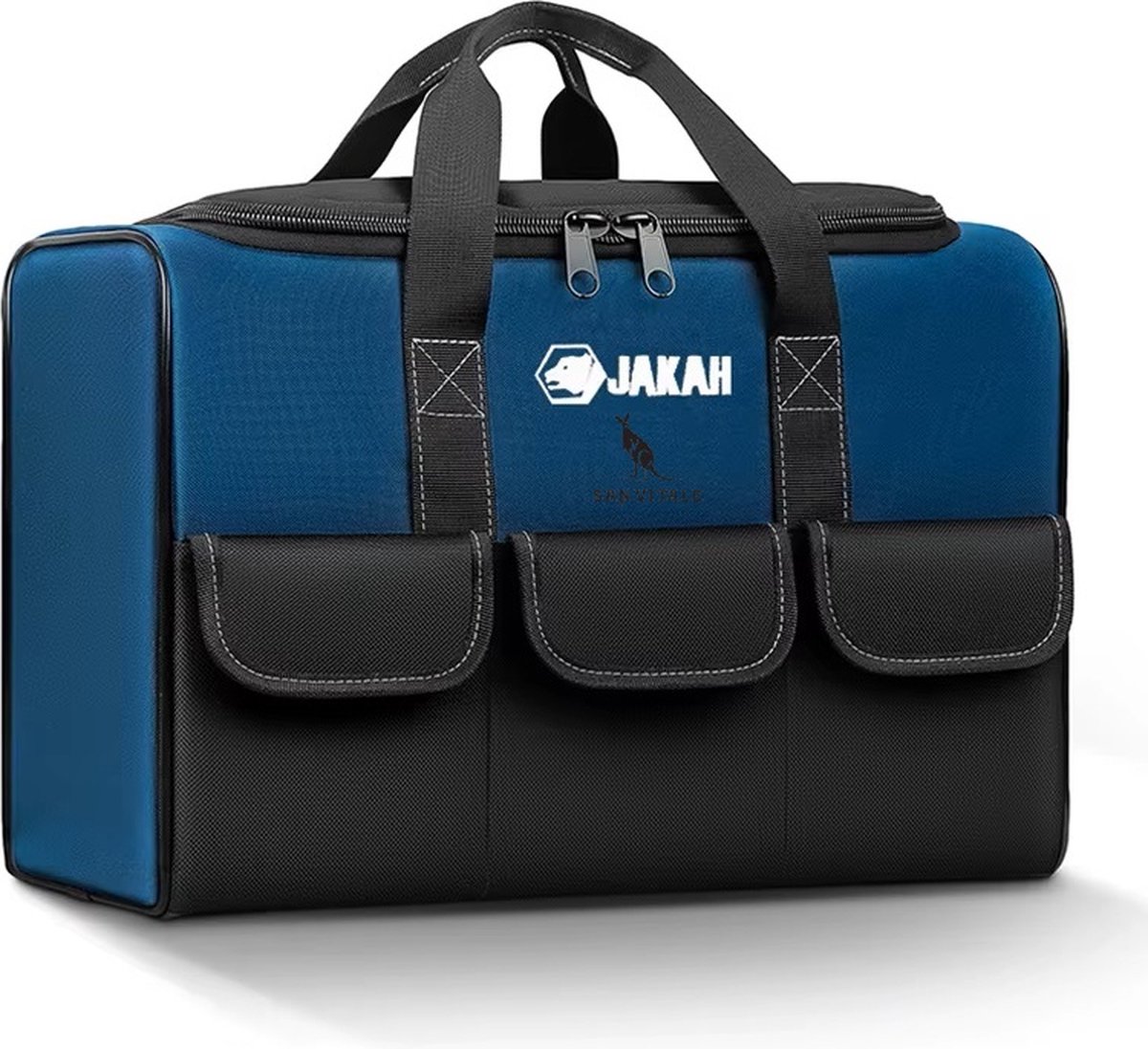 San Vitale® - Gereedschapstas - Large model - 7 Vakken - Dubbele Rits - Waterafstotend - Gereedschaptas - Model Jakah - Excl. Gereedschap - Blauw