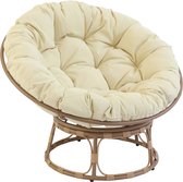 Oviala - Fauteuil van staal en synthetisch rotan met wit kussen - Papasan