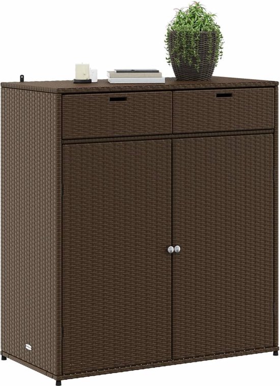 Abri de jardin The Living Store 105x55x113 cm en résine tressée marron - Armoire de rangement de jardin - Abri extérieur - Armoire de rangement extérieure - Coffre de jardin - Armoire en rotin