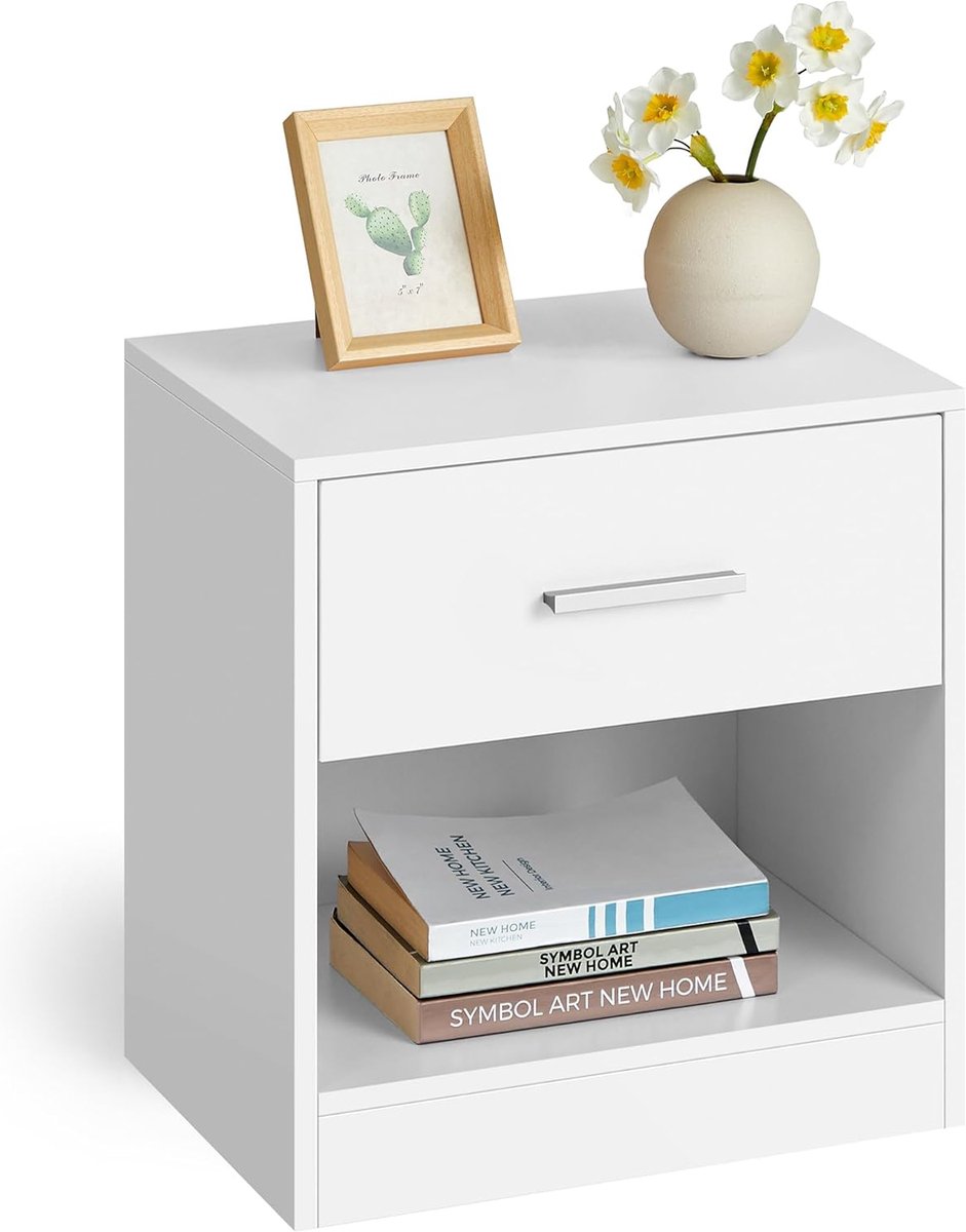 MAZAZU Nachtkastje met lade Slaapkamer Wit 28x39x41