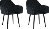 Chaises de salle à manger Lina® Noble - Zwart - Set de 2 - Velours