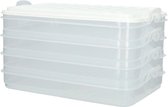 Boîte à viande 4 étages MEATY - 4 x 0,75 L - Wit / Transparent - Plastique - 15,5 x 23 x 12,5 cm - Garniture - Fromage