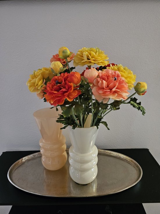 Fleurs artificielles de renoncules en vase - 6 pièces - 3 couleurs