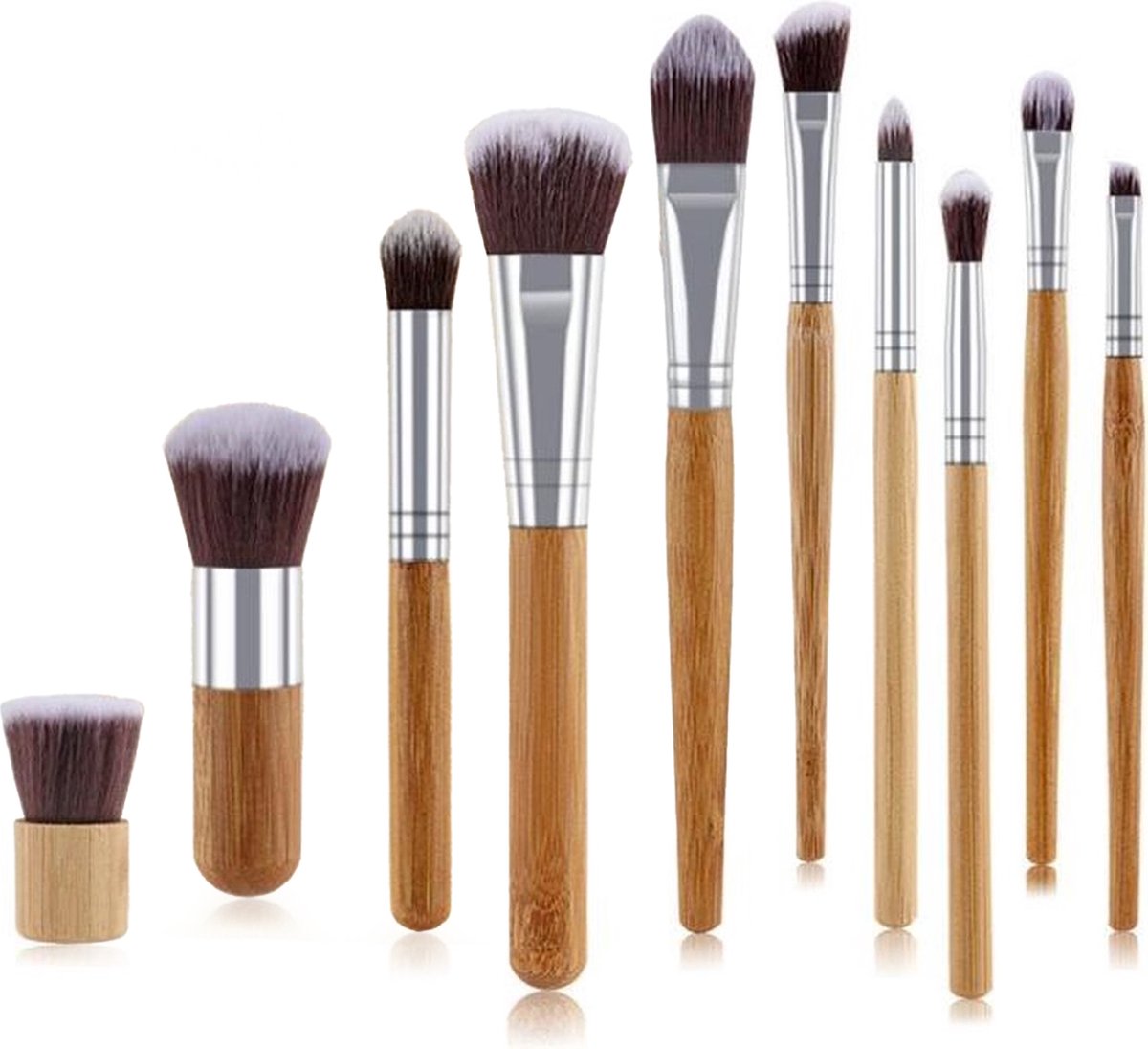 Bol.com Evvie make-up kwasten set, 11-delig – bamboe – Basic Collection aanbieding