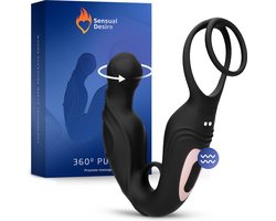 Sensual Desire® 360º Pulse – Prostaat Stimulator met Cockringen – 9 Roteer & Vibratiestanden – Prostaat Vibrator voor Mannen - Sex Toys voor Koppels – Anale speeltjes – Inclusief Erotische Luisterverhalen