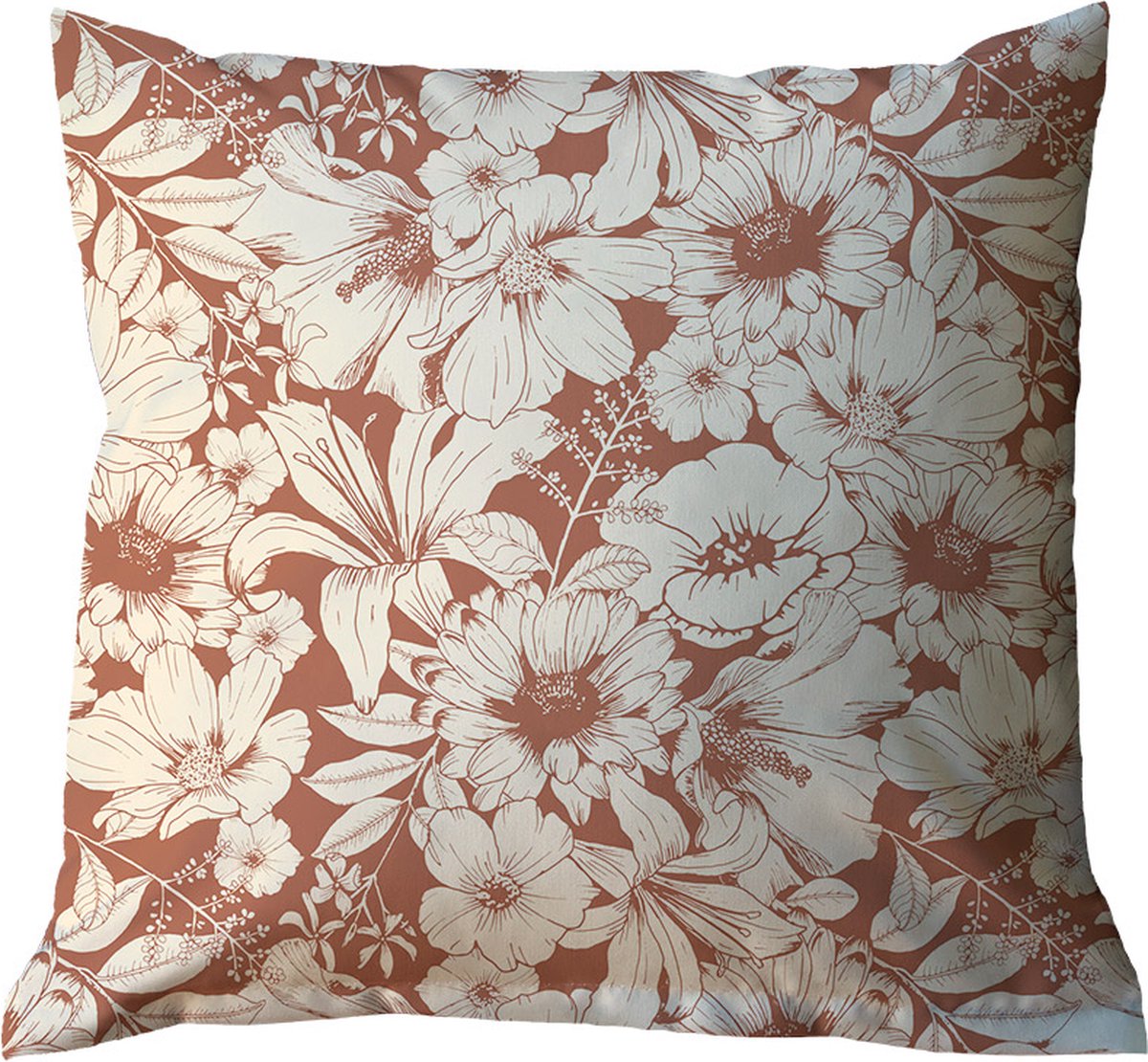 Sierkussens voor tuin - Tuinkussens 50x50 - Moederdag - buitenkussens bloemen Terra - buitenkussens waterbestendig - tuinkussen met unieke print - wasbare tuinkussenhoes
